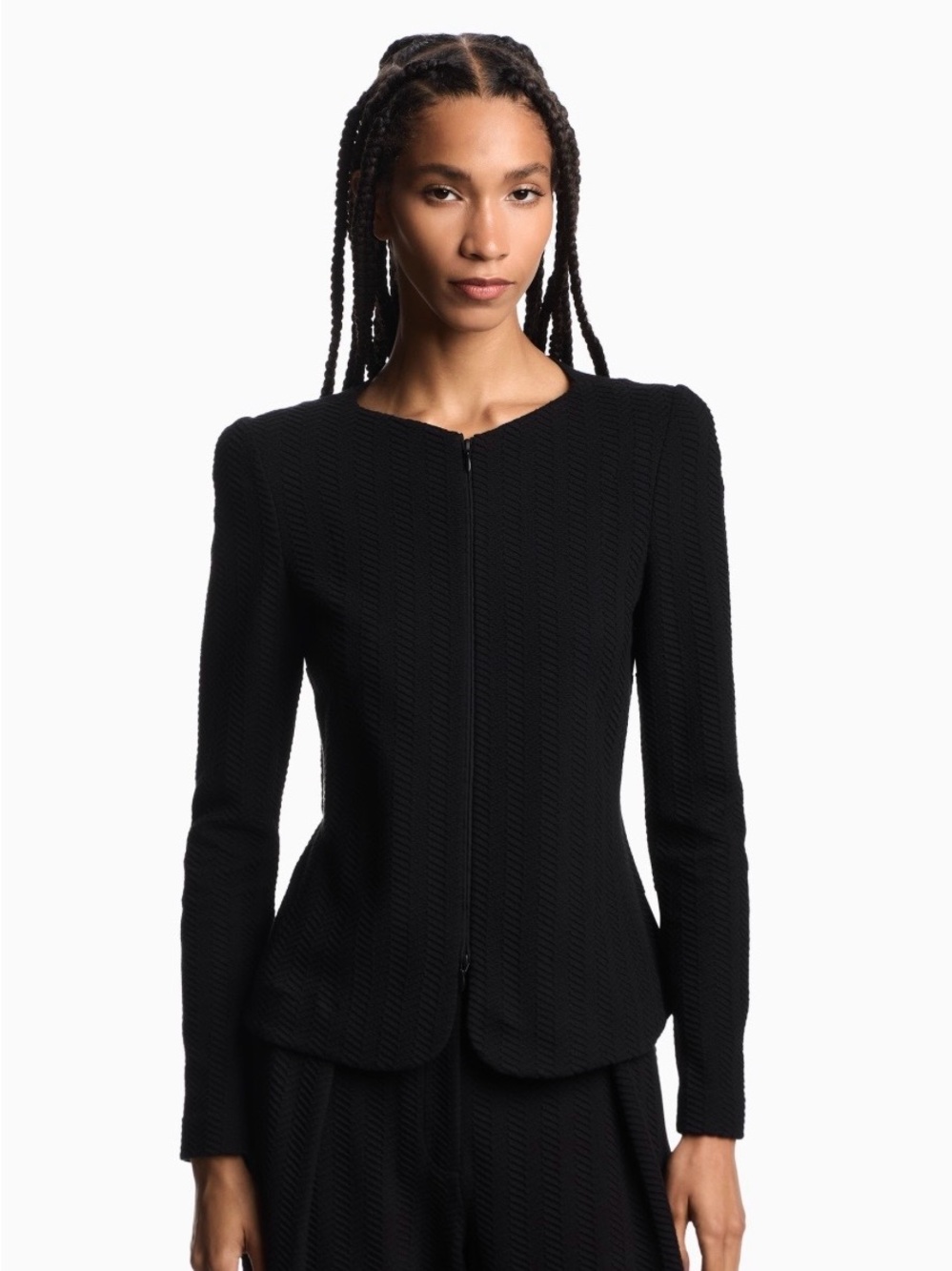 Emporio Armani Chevron Motif Jersey Jacket Black EU50 US L UK 18 Cardigan Blazer